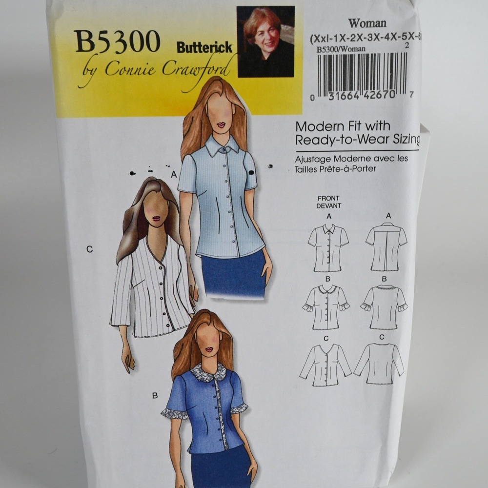 Butterick Sewing Pattern B5300 Woman XXL-6X Blouse Uncut Factory Folded